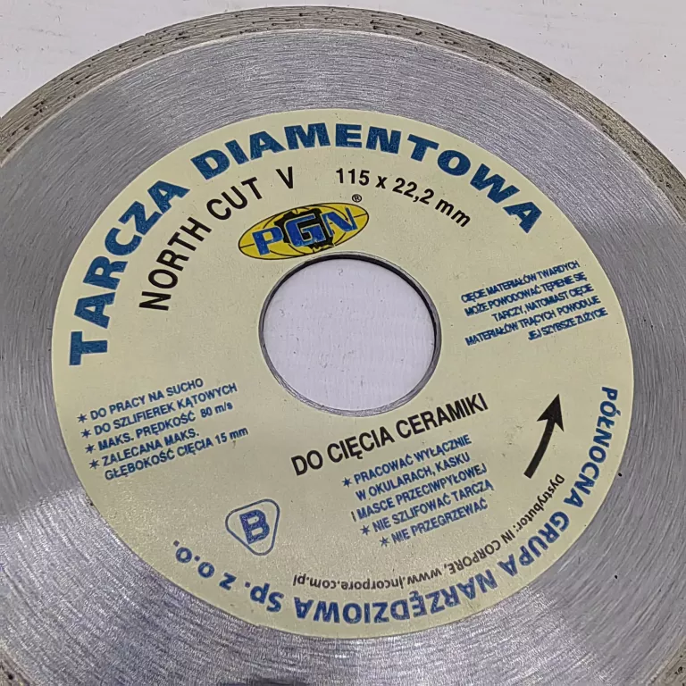 TARCZA DIAMENTOWA DO CIĘCIA CERAMIKI PGN NORTH CUT V 115X22,2MM