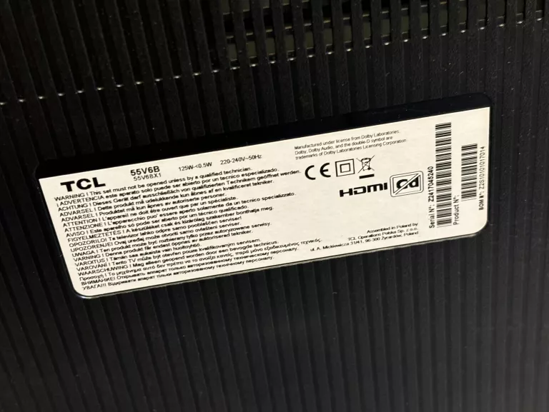 TELEWIZOR TCL 55V6B 55" LED 4K GOOGLE TV HDMI 2.1 DVB-T2