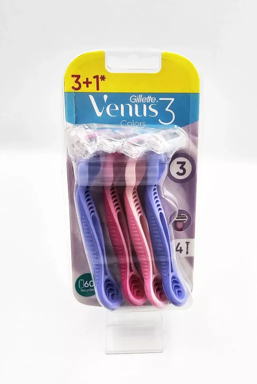 MASZYNKI DO GOLENIA DLA KOBIET GILLETTE VENUS 3 COLORS / 4 SZTUKI