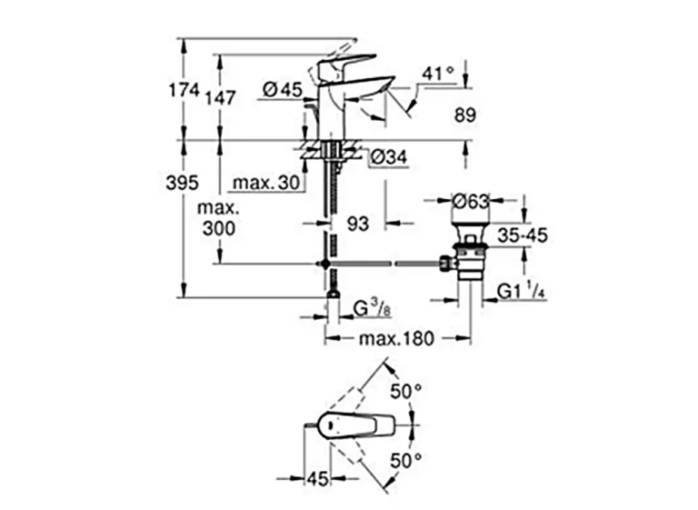 GROHE START EDGE 23 342 001 BATERIA UMYWALKOWA