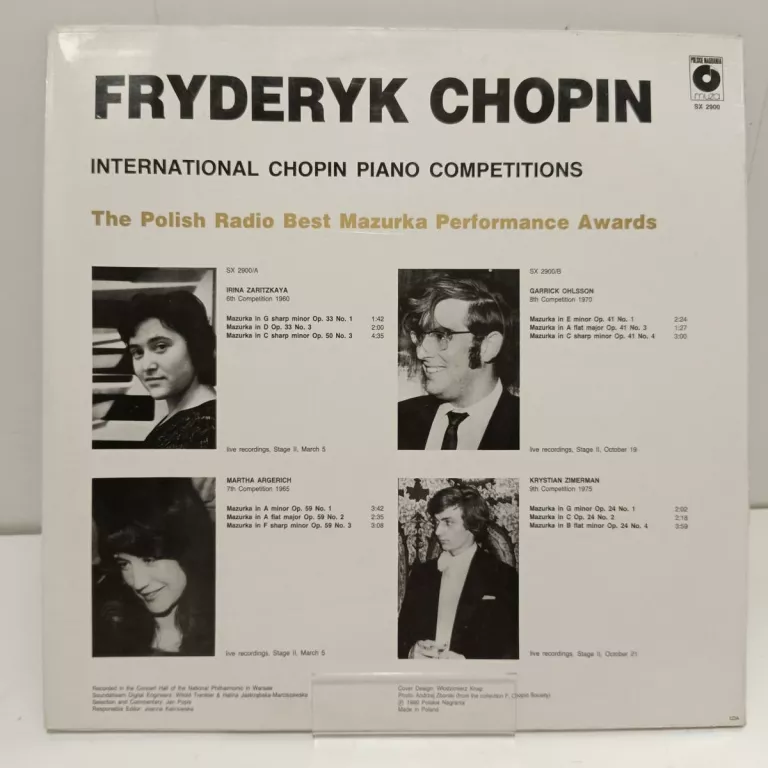 PŁYTA WINYLOWA CHOPIN BEST MAZURKA PERFORMANCES 1960-1975