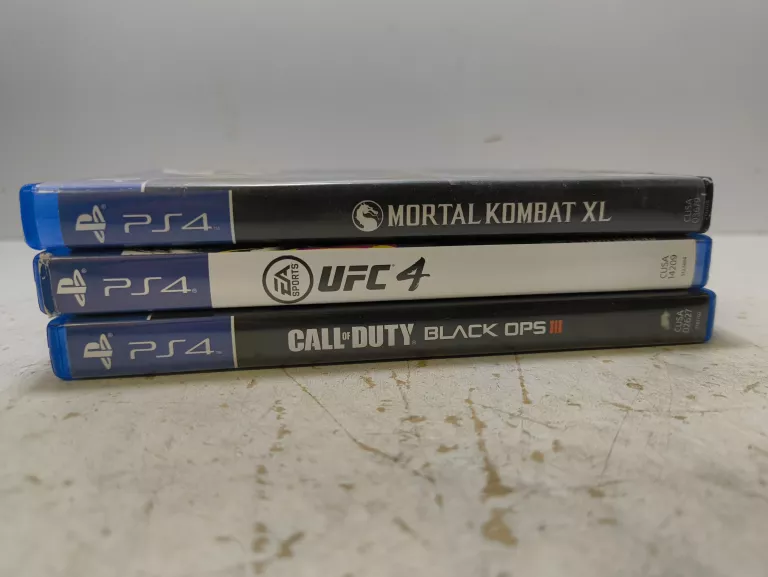 ZESTAW GIER NA PS4 (3 SZT.) COD BLACK OPS III, MORTAL KOMBAT X, UFC 4