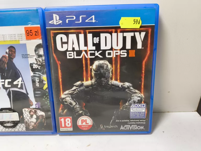 ZESTAW GIER NA PS4 (3 SZT.) COD BLACK OPS III, MORTAL KOMBAT X, UFC 4