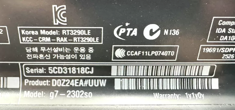 HP PAVILION G7-230SO I5-3230M 4GB 256GB SSD WIN10PRO + ZASILACZ