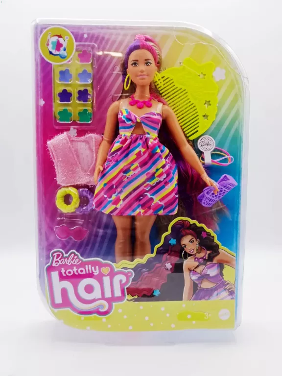 BARBIE LALKA TOTALLY HAIR ODLOTOWE FRYZURY KWIATKI HCM89