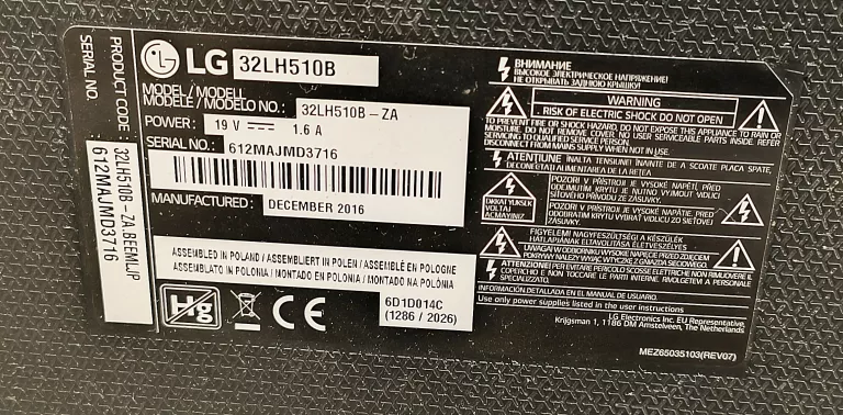 TELEWIZOR LG 32LH510B PILOT KABLE