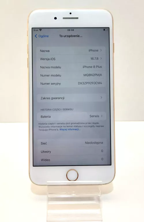 TELEFON APPLE IPHONE 8 PLUS 3/64GB BAT 78% ZBITE PLECY