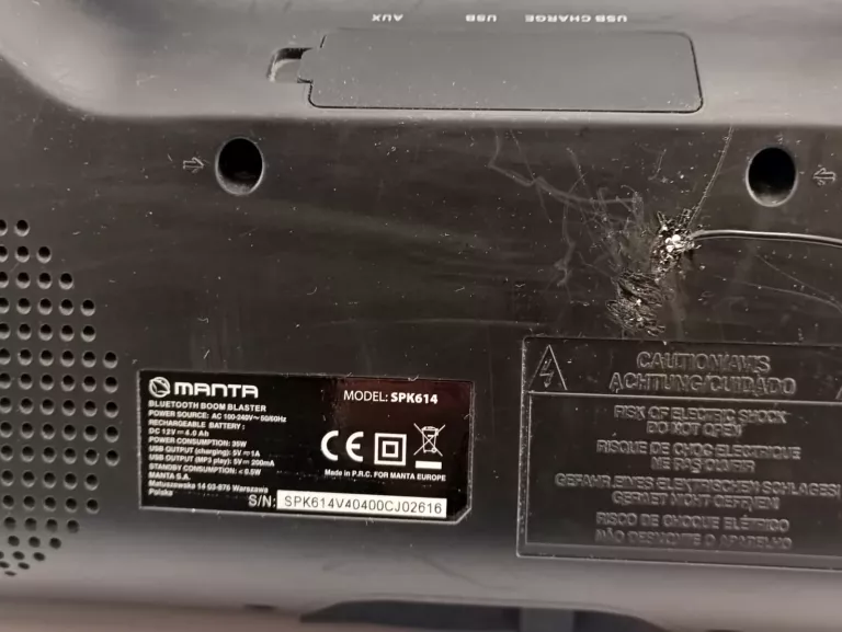 GŁOŚNIK PRZENOŚNY MANTA SPK614 CZARNY 50 W