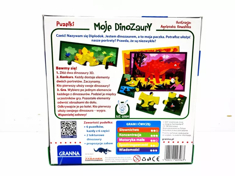 GRA PLANSZOWA GRANNA JUŻ GRAM: MOJE DINOZAURY - PUZELKI