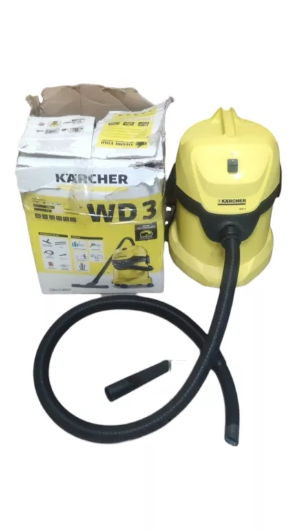 ODKURZACZ PRZEMYSŁOWY KARCHER WD 3 1000W ŻÓŁTY 17L DOMOWY WARSZTATOWY