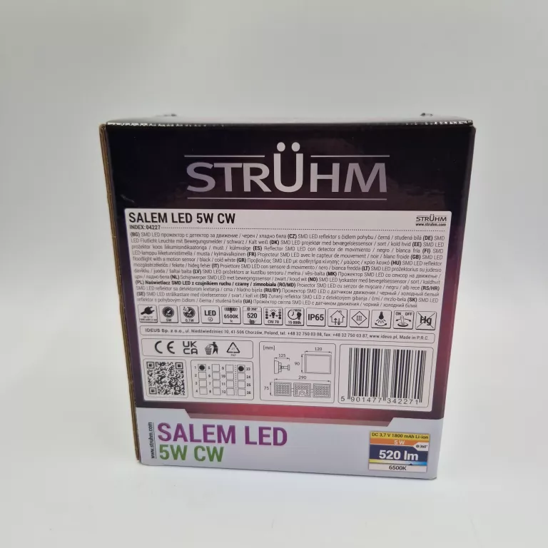 LAMPA SOLARNA Z CZUJNIKIEM PANEL Z PRZEWODEM 5M SALEM LED 5W BDB STAN!