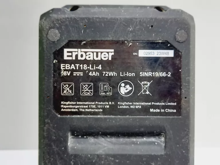 AKUMULATOR LI-ION ERBAUER 18 V 4 AH