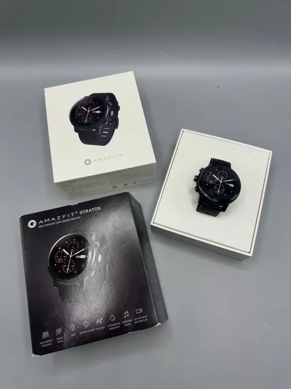 SMARTWATCH AMAZFIT STRATOS + ŁADOWARKA, PUDEŁKO