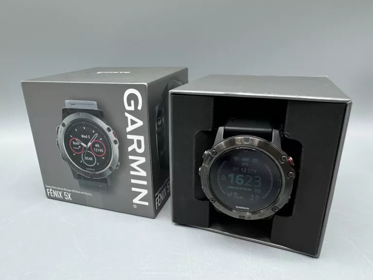 SMARTWATCH GARMIN FENIX 5X + 2X ŁADOWARKA,4X FOLA OCHRONNA,PUDEŁKO