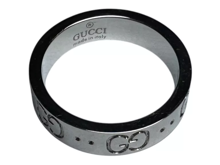 ZŁOTA OBRĄCZKA GUCCI Z BIAŁEGO ZŁOTA PRÓBY 750 ROZMIAR 14