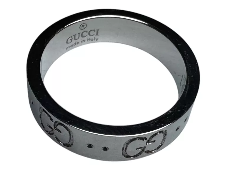 ZŁOTA OBRĄCZKA GUCCI Z BIAŁEGO ZŁOTA PRÓBY 750 ROZMIAR 14