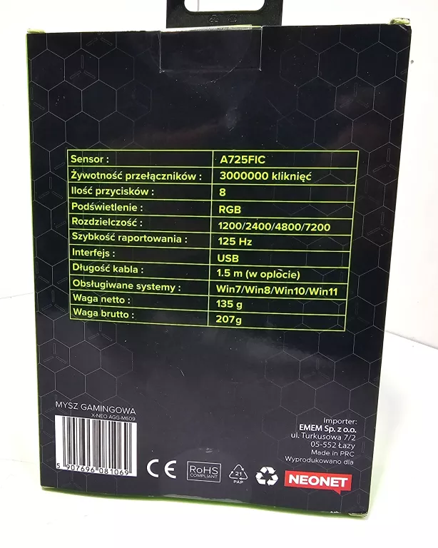 MYSZKA GAMINGOWA VIGGO X-NEO AGG-M609 RGB