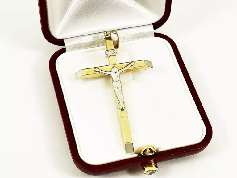 ZŁOTY KRZYŻ 585 Z JEZUSEM, ZAWIESZKA WAGA: 2,55G, WYS: 5 CM, SZER: 3 CM