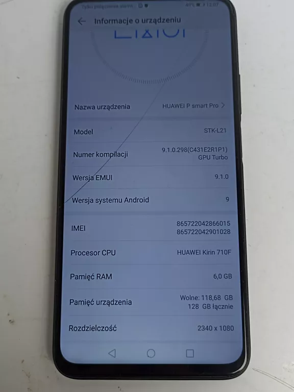 TELEFON SMARTFON HUAWEI P SMART PRO PĘKNIĘTY