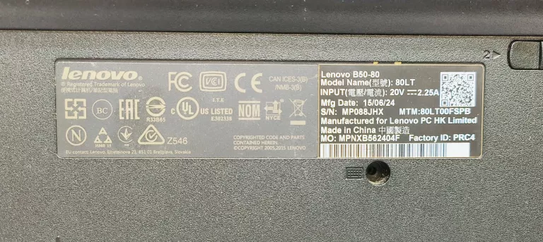 LAPTOP LENOVO B50-80 ŁADOWARKA