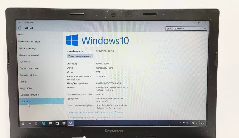 LAPTOP LENOVO B50-80 ŁADOWARKA