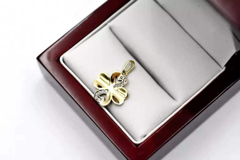 ŚLICZNA ZŁOTA ZAWIESZKA KOŃCZYNKA Z CYRKONIAMI PR: 333 0.90G 2CM 8K