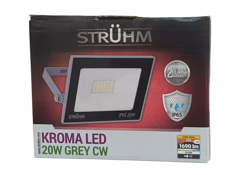 STRUHM NAŚWIETLACZ HALOGEN KROMA LED 20W GREY CW 03701