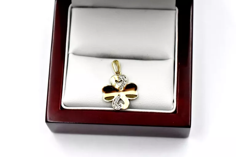ŚLICZNA ZŁOTA ZAWIESZKA KOŃCZYNKA Z CYRKONIAMI PR: 333 0.90G 2CM 8K