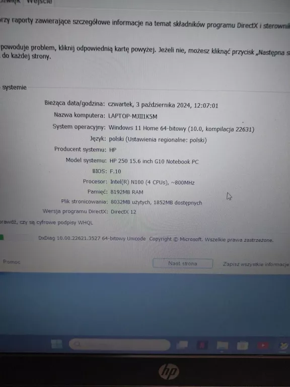 LAPTOP HP 250 G10 8/512GB INTEL N100