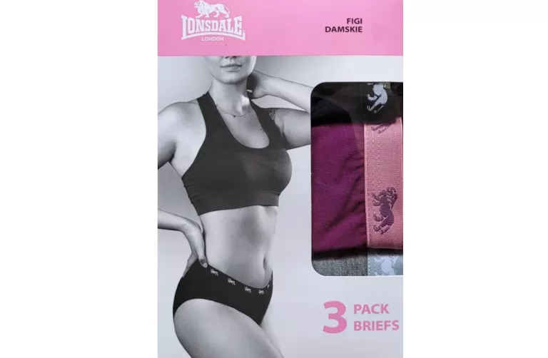 FIGI DAMSKIE 3-PACK LONSDALE SZARY CZARNY RÓŻ ROZMIAR XL