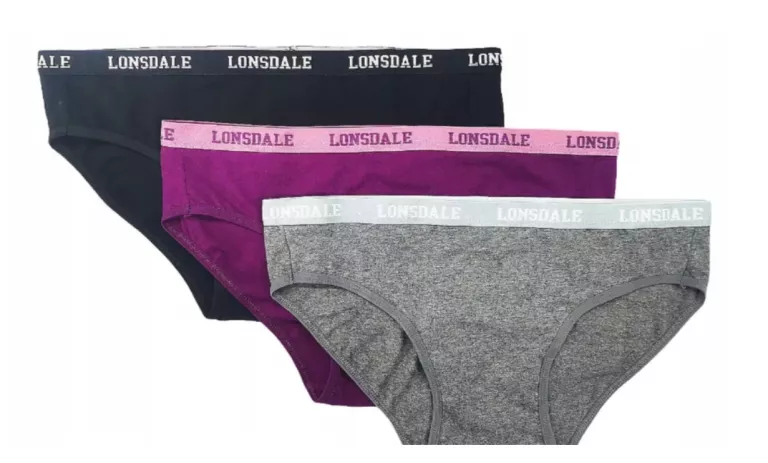 FIGI DAMSKIE 3-PACK LONSDALE SZARY CZARNY RÓŻ ROZMIAR XL