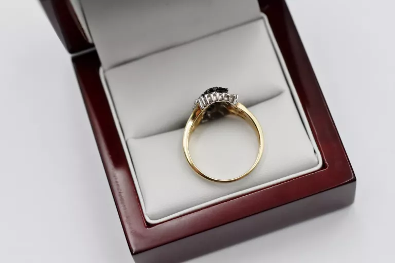 WYJĄTKOWY ZŁOTY PIERŚCIONEK CZARNE DIAMENTY 4,97G 1,27CT 375