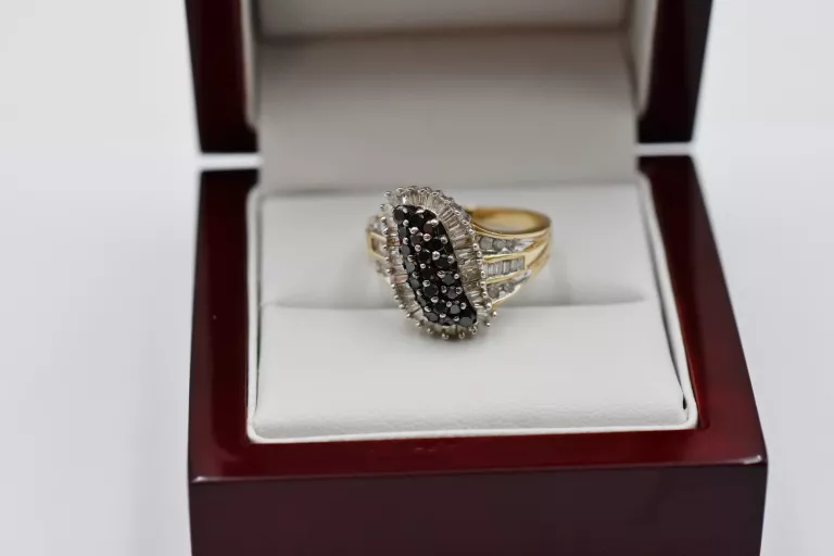 WYJĄTKOWY ZŁOTY PIERŚCIONEK CZARNE DIAMENTY 4,97G 1,27CT 375