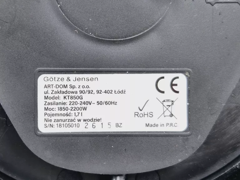 CZAJNIK GOTZE & JENSEN KT850G 2200W 1.7L