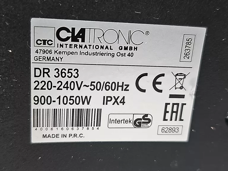 CLATRONIC DR 3653 MYJKA PAROWA