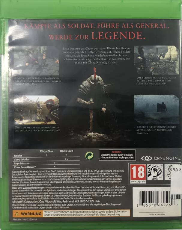 GRA XBOX ONE RYSE SON OF ROME