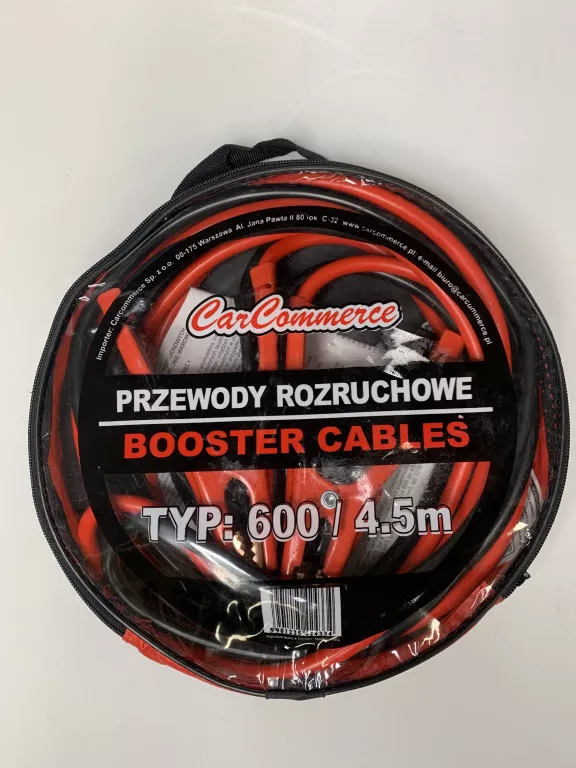 KABLE PRZEWODY ROZRUCHOWE 600A 4,5M  CAR COMMERCE