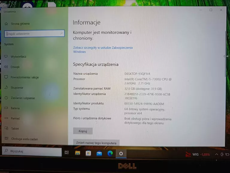 LAPTOP DELL LATITUDE 7480 32GB