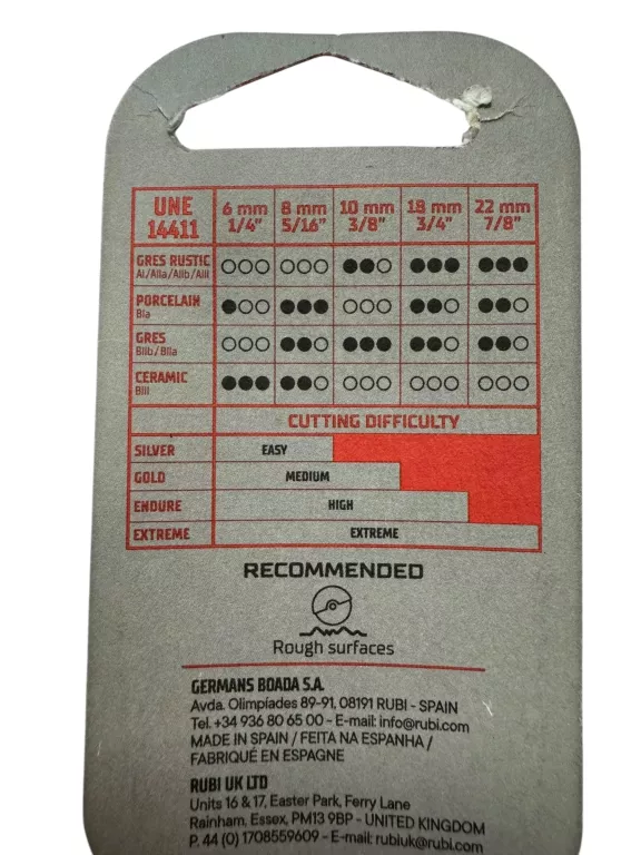 NÓŻ DO GLAZURY ENDURE RUBI 01906 8MM 5/16" STAN FABRYCZNY