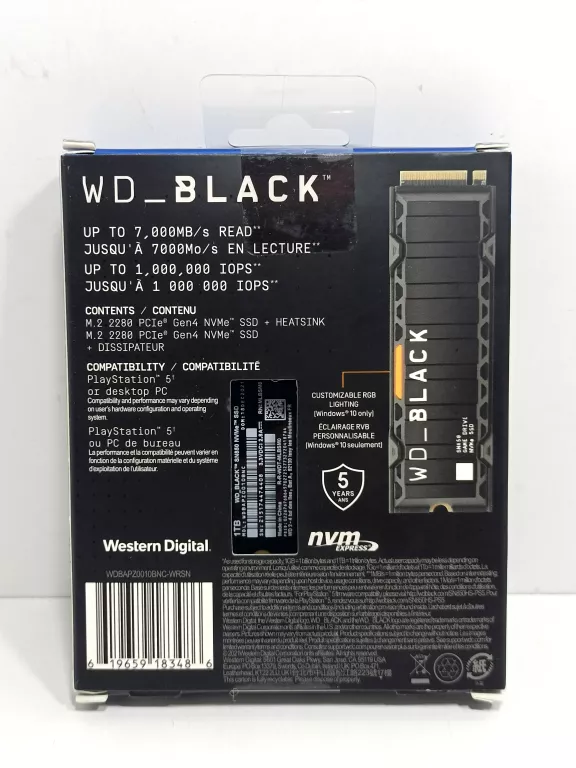 WDBAPZ0010BNC-WRSN - DYSK SSD, WD BLACK SN850, M.2 2280, 1TB, PCIE 4.0 X4