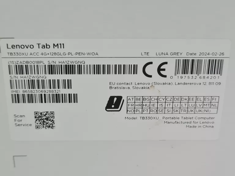TABLET LENOVO TAB M11 GWARANCJA  SIEĆ PLAY