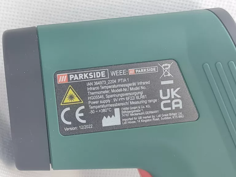TERMOMETR PIROMETR TERMOMETR LASEROWY BEZDOTYKOWY PARKSIDE