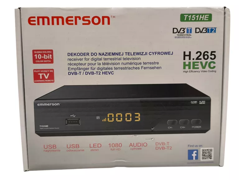 TUNER DVB-T2 EMMERSON T151HE H.265 HEVC