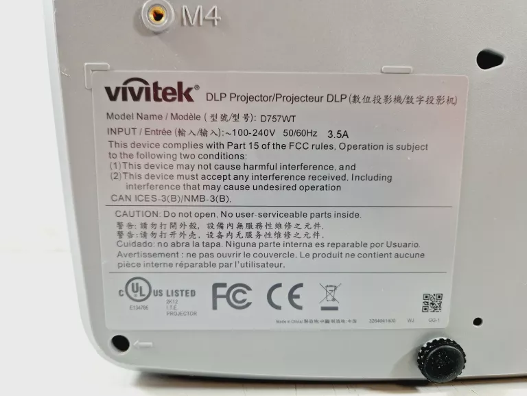 PROJEKTOR DLP VIVITEK D757WT | 1400H | Z PILOTEM | BIAŁY
