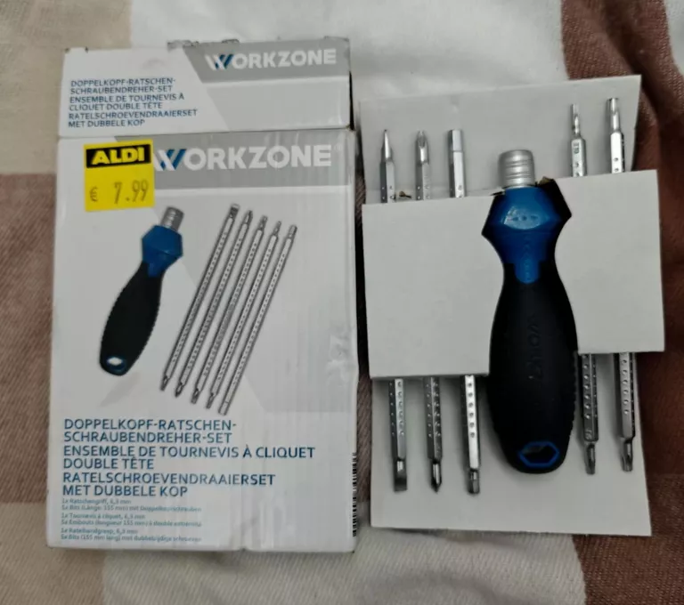 WORKZONE ZESTAW WKRETOW Z GRZECHOTKĄ DWUSTRONNĄ