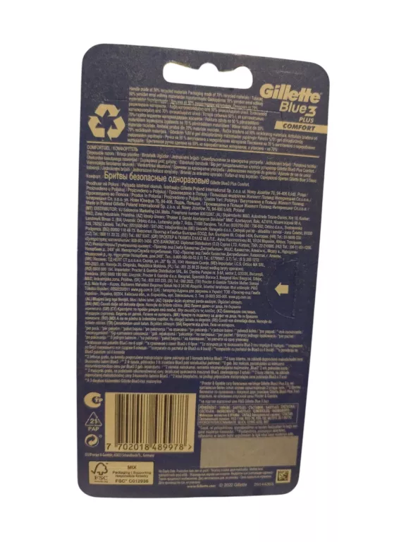 MASZYNKI GILLETTE BLUE 3 PLUS COMFORT 6+2