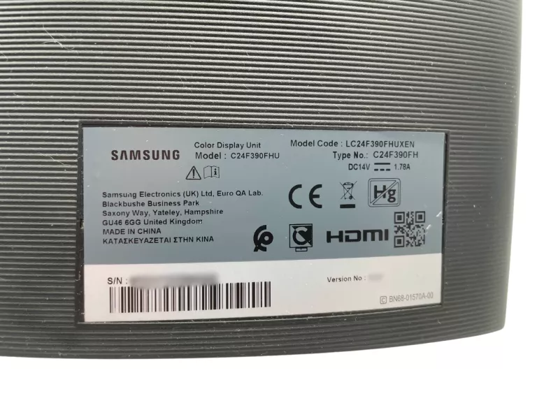 MONITOR SAMSUNG C24F390FHU 24" 1920X1080PX LED CURVED