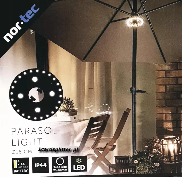 LAMPA OŚWIETLENIE LED POD PARASOL OGRODOWY NAMIOT BALKON OGRÓD 16 CM AA