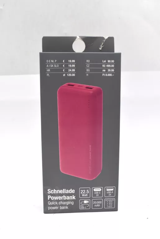 POWERBANK 20K 22,5WAT ROZOWY