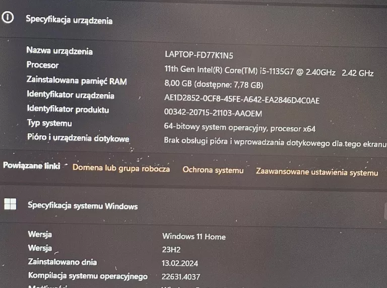 LAPTOP ACER ASPIRE 3 / MODEL N20C6 / ŁADOWARKA